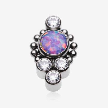Implant Grade Titanium OneFit Threadless Bali Beaded Monarch Fire Opal Sparkle Top Part-Clear Gem/Purple Opal
